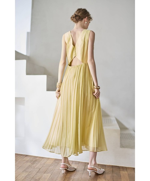 Estella.K(エステラケー)の「Jazmin Pleaded Dress シアーランダムタックドレス(ワンピース・レディース・イエロー/ホワイト/ブラック・FREE)」の8枚目の写真