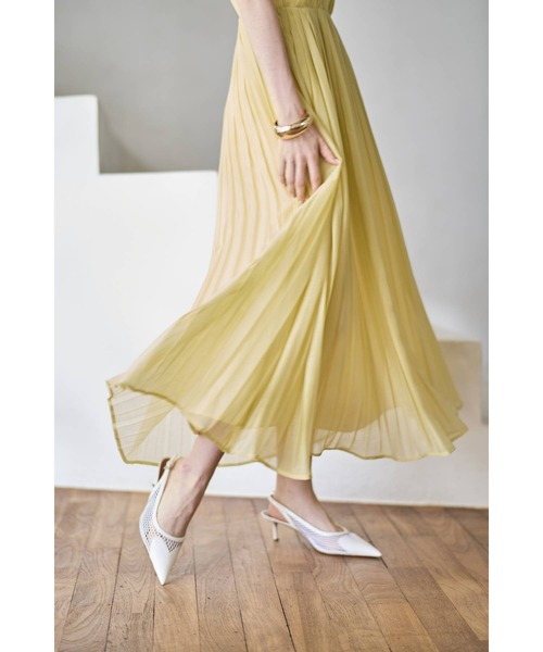 Estella.K(エステラケー)の「Jazmin Pleaded Dress シアーランダムタックドレス(ワンピース・レディース・イエロー/ホワイト/ブラック・FREE)」の20枚目の写真