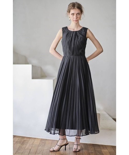 Estella.K(エステラケー)の「Jazmin Pleaded Dress シアーランダムタックドレス(ワンピース・レディース・イエロー/ホワイト/ブラック・FREE)」の15枚目の写真
