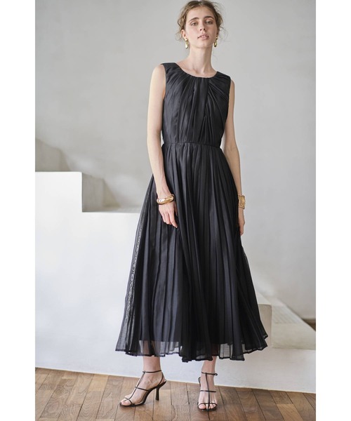 Estella.K(エステラケー)の「Jazmin Pleaded Dress シアーランダムタックドレス(ワンピース・レディース・イエロー/ホワイト/ブラック・FREE)」の18枚目の写真