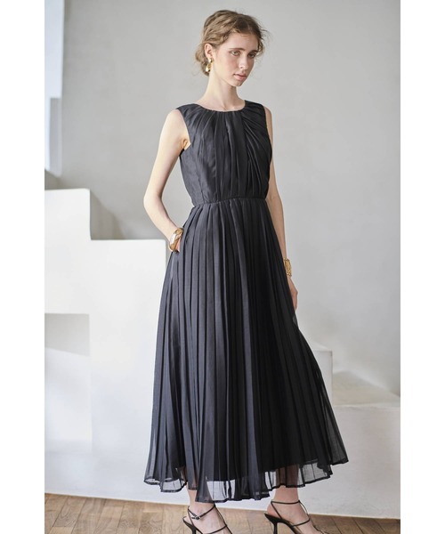 Estella.K(エステラケー)の「Jazmin Pleaded Dress シアーランダムタックドレス(ワンピース・レディース・イエロー/ホワイト/ブラック・FREE)」の12枚目の写真