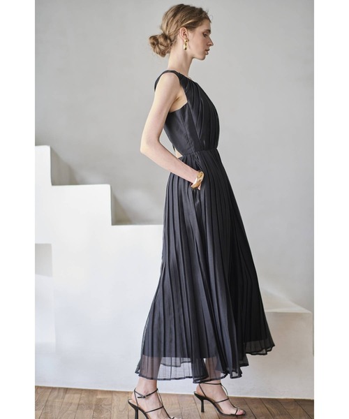 Estella.K(エステラケー)の「Jazmin Pleaded Dress シアーランダムタックドレス(ワンピース・レディース・イエロー/ホワイト/ブラック・FREE)」の14枚目の写真