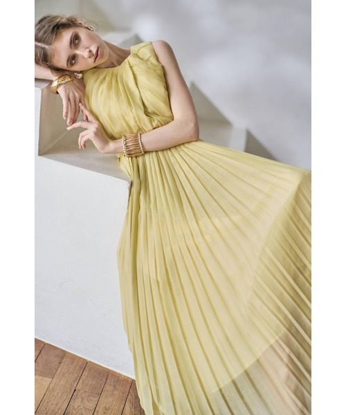 Estella.K(エステラケー)の「Jazmin Pleaded Dress シアーランダムタックドレス(ワンピース・レディース・イエロー/ホワイト/ブラック・FREE)」の19枚目の写真