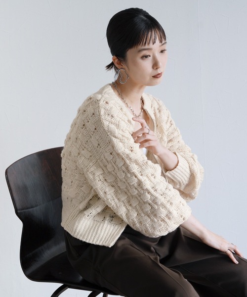 Yeoun(ヨウン)の「ダブルジップロービングニットカーディガン(カーディガン/ボレロ・レディース・ブラック/キナリ・FREE)」の13枚目の写真