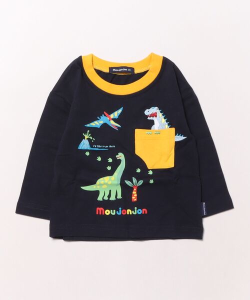 Moujonjon(ムージョンジョン)の「プリント長袖Tシャツ・ロンT(Tシャツ/カットソー・キッズ・ネイビー/グリーン/レッド/オフホワイト・80/130/90/100/110/120)」の3枚目の写真