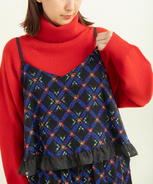 Dot&Stripes CHILD WOMAN(ドットアンドストライプス チャイルドウーマン)の「チェックフラワープリント キャミブラウス(シャツ/ブラウス・レディース・ブラック/アイボリー・FREE)」の9枚目の写真