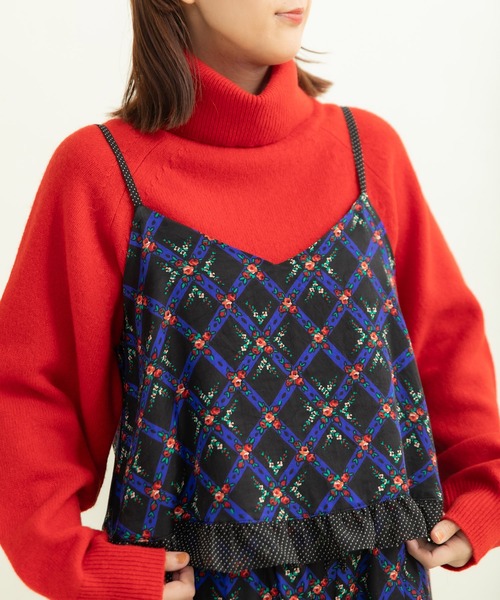 Dot&Stripes CHILD WOMAN(ドットアンドストライプス チャイルドウーマン)の「チェックフラワープリント キャミブラウス(シャツ/ブラウス・レディース・ブラック/アイボリー・FREE)」の12枚目の写真