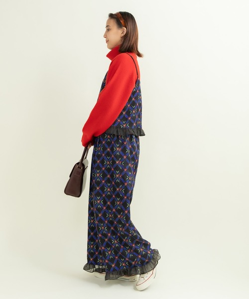Dot&Stripes CHILD WOMAN(ドットアンドストライプス チャイルドウーマン)の「チェックフラワープリント キャミブラウス(シャツ/ブラウス・レディース・ブラック/アイボリー・FREE)」の14枚目の写真
