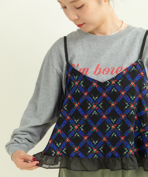 Dot&Stripes CHILD WOMAN(ドットアンドストライプス チャイルドウーマン)の「チェックフラワープリント キャミブラウス(シャツ/ブラウス・レディース・ブラック/アイボリー・FREE)」の19枚目の写真