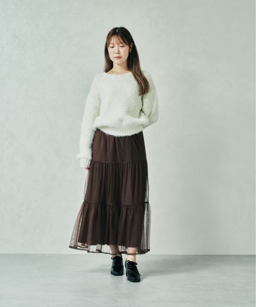 セール】一部店舗限定 2025秋冬新作 ニット×チュールスカート