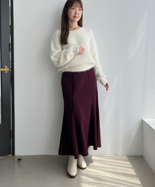 MISCH MASCH(ミッシュマッシュ)の「一部店舗限定 ニット×チュールスカートセットアップ(ワンピース・レディース・ブラウン/ブルー・フリ-)」の6枚目の写真