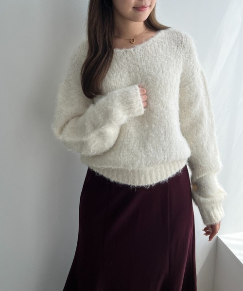 MISCH MASCH(ミッシュマッシュ)の「一部店舗限定 ニット×チュールスカートセットアップ(ワンピース・レディース・ブラウン/ブルー・フリ-)」の4枚目の写真
