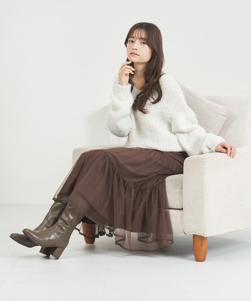 セール】一部店舗限定 2025秋冬新作 ニット×チュールスカート