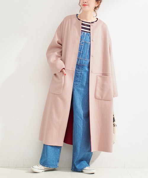 【美品】MSGM ピンク ノーカラーコート 38サイズ 美品】MSGM ピンク ノーカラーコート 38サイズ