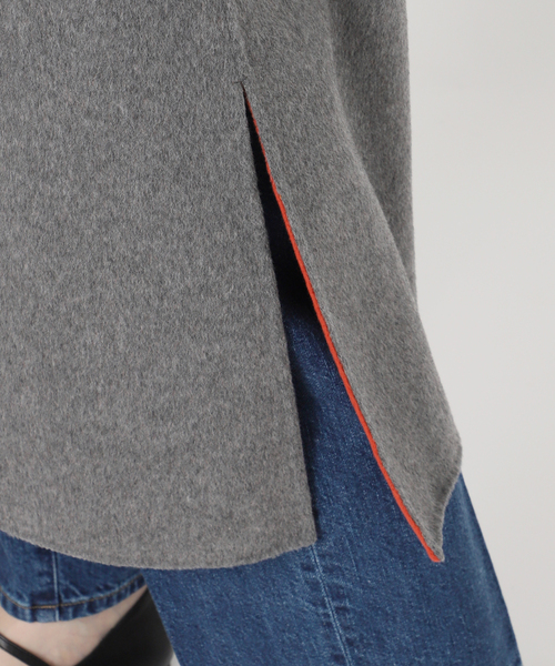 B.C STOCK（ベーセーストック）の「S120ブレンドリバーシブルコート（ノーカラーコート・レディース・チャコールグレー/ブラック/ブラウン/ピンク・SMALL/MEDIUM）」の18枚目の写真