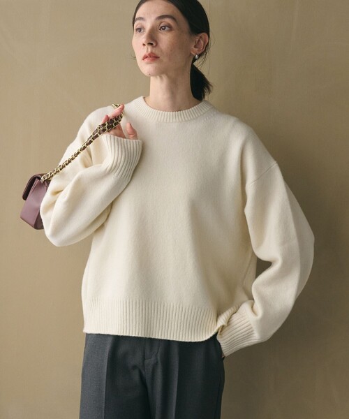 ウールカシミヤクルーネックニット ウールカシミヤ アクアラグランクルーネックニット（ニット