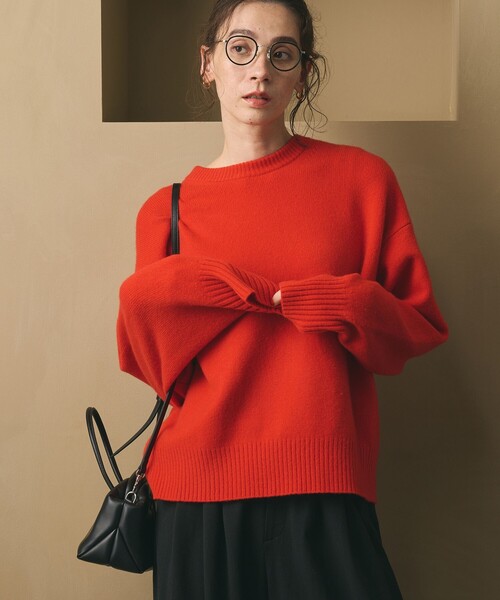 ウールカシミヤ アクアラグランクルーネックニット（ニット