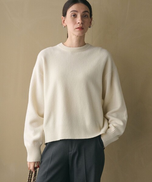 BEAUTY&YOUTH UNITED ARROWS（ビューティーアンドユースユナイテッドアローズ）の「ウールカシミヤ アクア クルーネックニット（ニット/セーター・レディース・ダークグレー/ベージュ/オレンジ/ピンク/オフホワイト・FREE）」の6枚目の写真