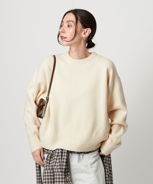 高級素材　ユナイテッドアローズ　ラクーン　カシミヤ　クールネック　ニット pr14102527-3_7c418f1d-2249-