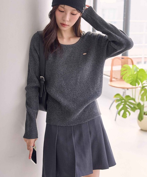 CHAN ME（チャンミ）の「Uネックラグランリブニット（ニット/セーター・レディース・ブラック/ブラウン/チャコールグレー/ライトグレー・MEDIUM/LARGE/X-LARGE）」の3枚目の写真