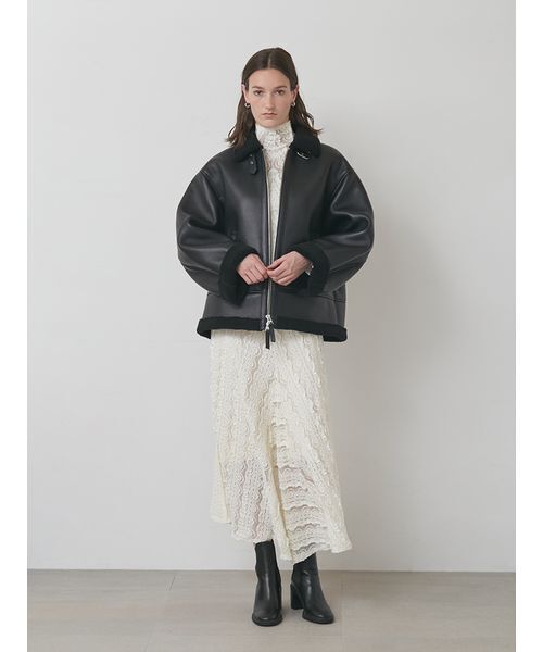 セール】ラムレザーフライトジャケット（モッズコート）｜styling