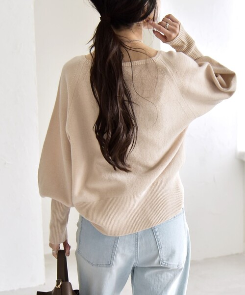 blancvert カシミア混ニット サイズ36 暖か・軽量】カシミヤブレンド クルーネック ニット