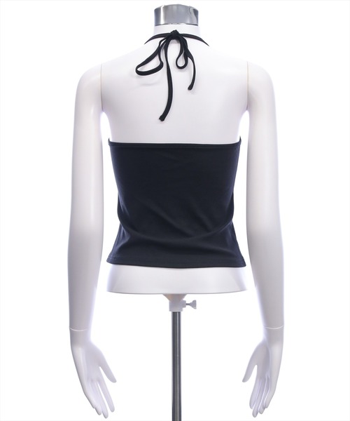 clear（クリア）の「ホルターキャミ付きチェックカットチュールトップス［韓国ファッション ガーリー］（Tシャツ/カットソー・レディース・ブラック/ブラウン・F）」の15枚目の写真