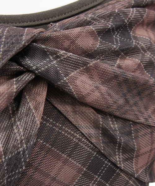 clear（クリア）の「ホルターキャミ付きチェックカットチュールトップス［韓国ファッション ガーリー］（Tシャツ/カットソー・レディース・ブラック/ブラウン・F）」の20枚目の写真
