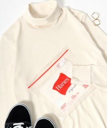 Hanes（ヘインズ）ワッフルタートルネックロングスリーブTシャツ/パックT レディース