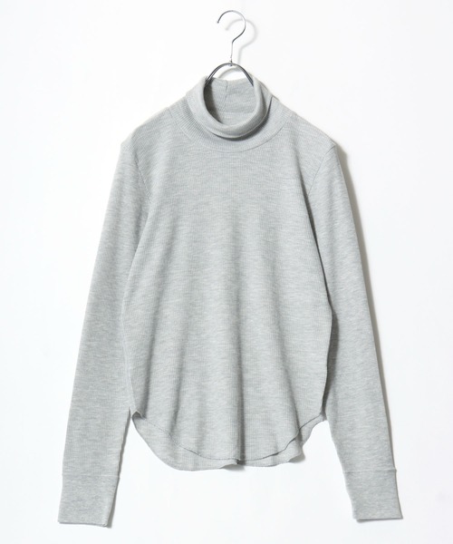 HANES(ヘインズ)の「Hanes(ヘインズ)ワッフルタートルネックロングスリーブTシャツ/パックT レディース(Tシャツ/カットソー・レディース・アイボリー/ネイビー/グレー・FREE)」の6枚目の写真