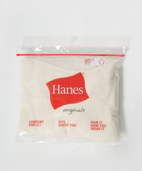HANES(ヘインズ)の「Hanes(ヘインズ)ワッフルタートルネックロングスリーブTシャツ/パックT レディース(Tシャツ/カットソー・レディース・アイボリー/ネイビー/グレー・FREE)」の11枚目の写真