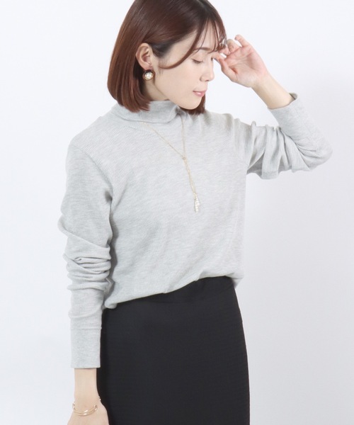 HANES(ヘインズ)の「Hanes(ヘインズ)ワッフルタートルネックロングスリーブTシャツ/パックT レディース(Tシャツ/カットソー・レディース・アイボリー/ネイビー/グレー・FREE)」の18枚目の写真