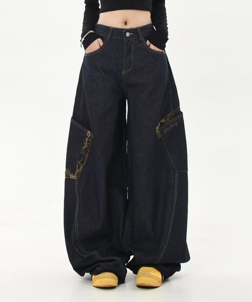 SPIGA(スピーガ)の「デニムルーズワイドパンツ(デニムパンツ・レディース・ブラック/ブルー・X-LARGE/LARGE/MEDIUM)」の2枚目の写真