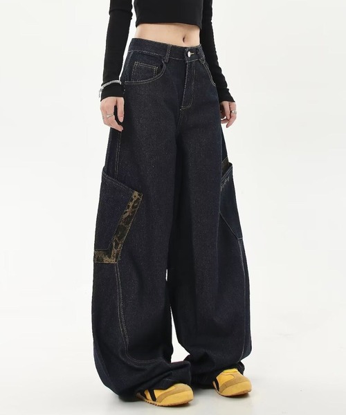 SPIGA(スピーガ)の「デニムルーズワイドパンツ(デニムパンツ・レディース・ブラック/ブルー・X-LARGE/LARGE/MEDIUM)」の4枚目の写真