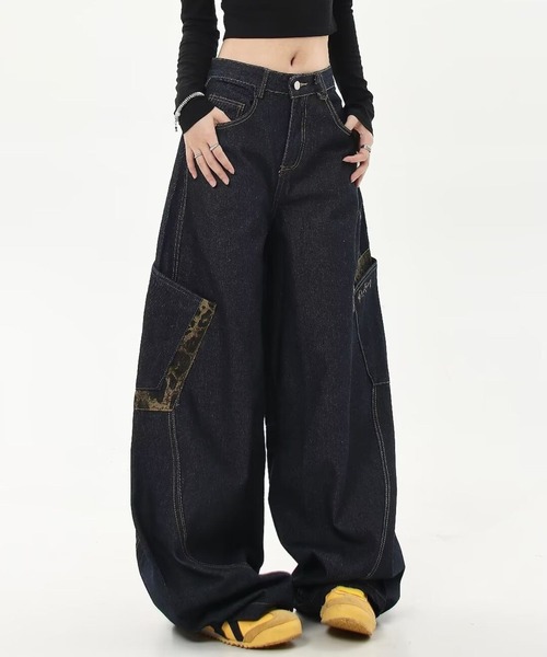 SPIGA(スピーガ)の「デニムルーズワイドパンツ(デニムパンツ・レディース・ブラック/ブルー・X-LARGE/LARGE/MEDIUM)」の3枚目の写真