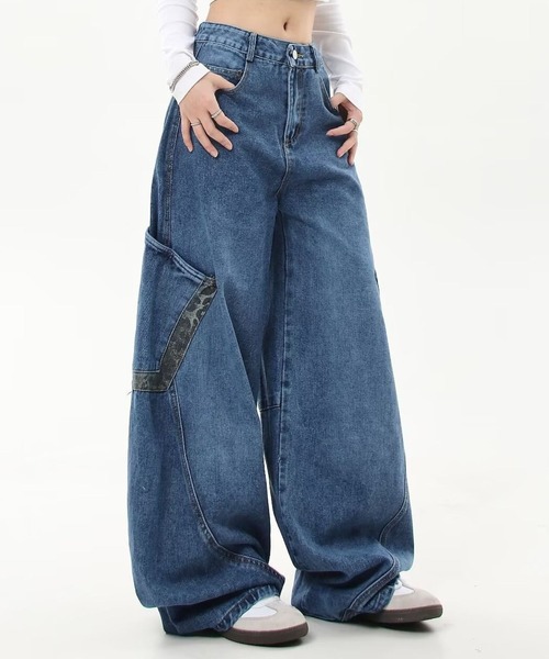SPIGA(スピーガ)の「デニムルーズワイドパンツ(デニムパンツ・レディース・ブラック/ブルー・X-LARGE/LARGE/MEDIUM)」の7枚目の写真