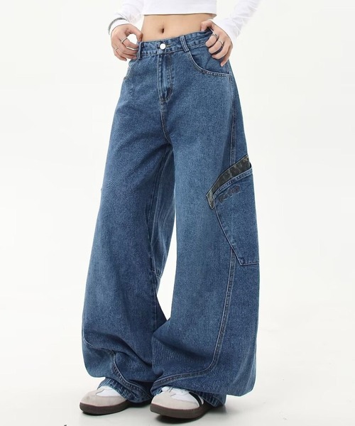 SPIGA(スピーガ)の「デニムルーズワイドパンツ(デニムパンツ・レディース・ブラック/ブルー・X-LARGE/LARGE/MEDIUM)」の8枚目の写真