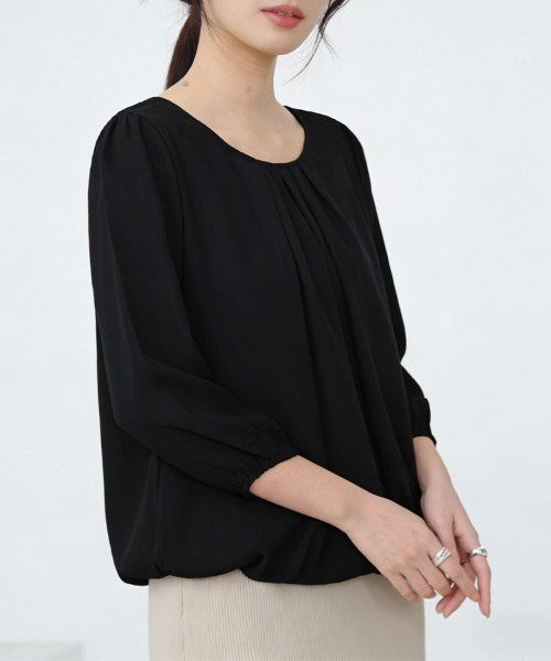ONEP STAR(ワンピスター)の「フロントタックシフォンブラウス(シャツ/ブラウス・レディース・ネイビー/ピンク/ブラック/ホワイト・LARGE/X-LARGE/MEDIUM)」の19枚目の写真