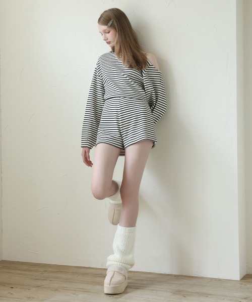 Seemi. byNICECLAUP（ シーミーバイナイスクラップ）の「【Seemi.】ニットレッグウォーマー（レッグウォーマー・レディース・ピンクベージュ/ブラック/オフホワイト・FREE）」の4枚目の写真