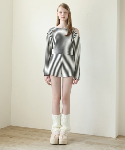 Seemi. byNICECLAUP（ シーミーバイナイスクラップ）の「【Seemi.】ニットレッグウォーマー（レッグウォーマー・レディース・ピンクベージュ/ブラック/オフホワイト・FREE）」の5枚目の写真