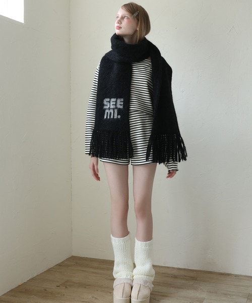 Seemi. byNICECLAUP（ シーミーバイナイスクラップ）の「【Seemi.】ニットレッグウォーマー（レッグウォーマー・レディース・ピンクベージュ/ブラック/オフホワイト・FREE）」の8枚目の写真