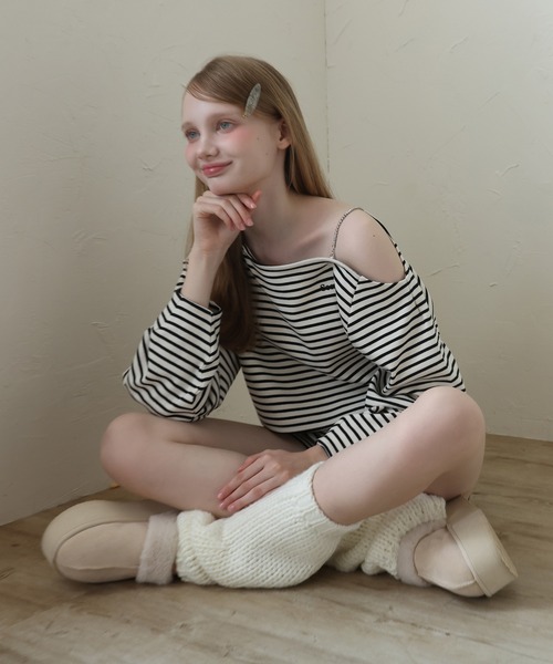 Seemi. byNICECLAUP（ シーミーバイナイスクラップ）の「【Seemi.】ニットレッグウォーマー（レッグウォーマー・レディース・ピンクベージュ/ブラック/オフホワイト・FREE）」の10枚目の写真