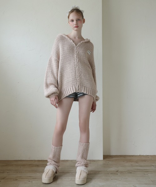 Seemi. byNICECLAUP（ シーミーバイナイスクラップ）の「【Seemi.】ニットレッグウォーマー（レッグウォーマー・レディース・ピンクベージュ/ブラック/オフホワイト・FREE）」の13枚目の写真