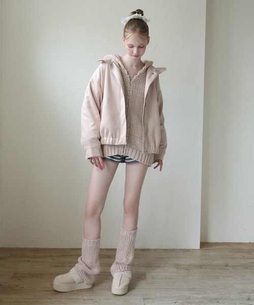 Seemi. byNICECLAUP（ シーミーバイナイスクラップ）の「【Seemi.】ニットレッグウォーマー（レッグウォーマー・レディース・ピンクベージュ/ブラック/オフホワイト・FREE）」の20枚目の写真