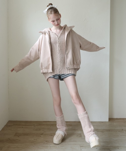 Seemi. byNICECLAUP（ シーミーバイナイスクラップ）の「【Seemi.】ニットレッグウォーマー（レッグウォーマー・レディース・ピンクベージュ/ブラック/オフホワイト・FREE）」の21枚目の写真