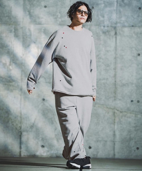 GLIMCLAP(グリムクラップ)の「mp14137-Card Stitch Emblem Sweat pants スウェットパンツ(192-034-gla-cf)(スウェットパンツ・メンズ・ブラック/オフホワイト/ミックスグレー/ブラウン系その他・S/M/L)」の7枚目の写真