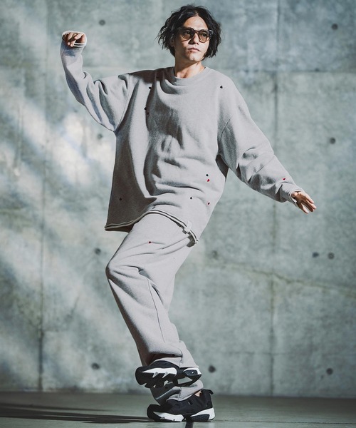 GLIMCLAP(グリムクラップ)の「mp14137-Card Stitch Emblem Sweat pants スウェットパンツ(192-034-gla-cf)(スウェットパンツ・メンズ・ブラック/オフホワイト/ミックスグレー/ブラウン系その他・S/M/L)」の8枚目の写真