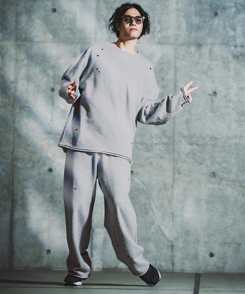 GLIMCLAP(グリムクラップ)の「mp14137-Card Stitch Emblem Sweat pants スウェットパンツ(192-034-gla-cf)(スウェットパンツ・メンズ・ブラック/オフホワイト/ミックスグレー/ブラウン系その他・S/M/L)」の9枚目の写真