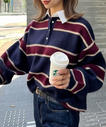 ラガーシャツ」に該当するブルー・ネイビー/青色系のレディース