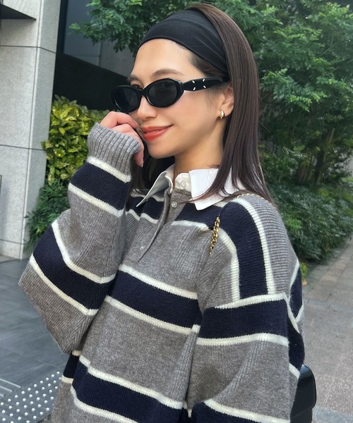 トレンドのシャツ襟がドッキングしたデザイン♪7Gアルパカタッチ